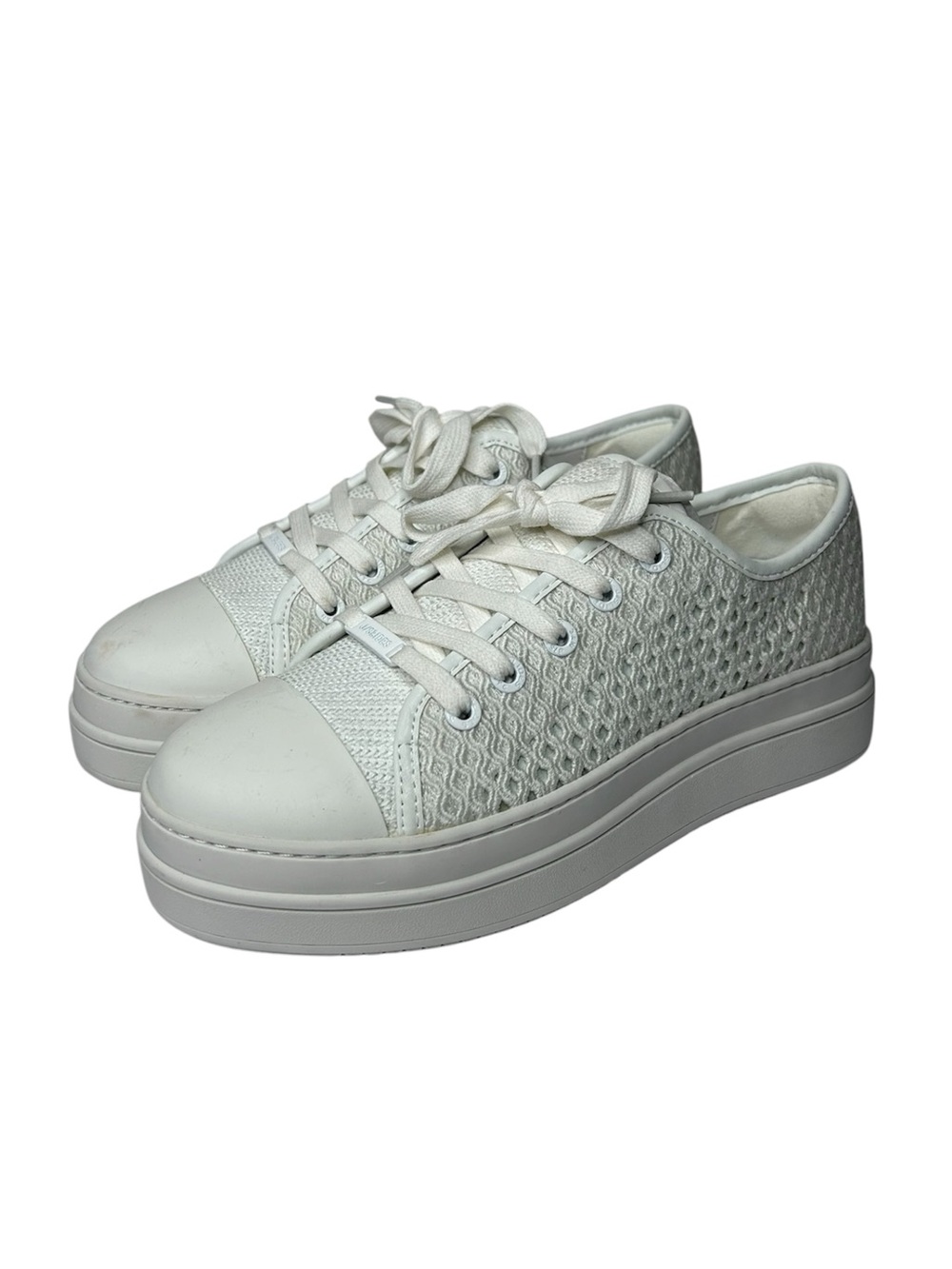 J/SLIDES Natasha Platform Sneaker
 White Platform Knit shoes 6
